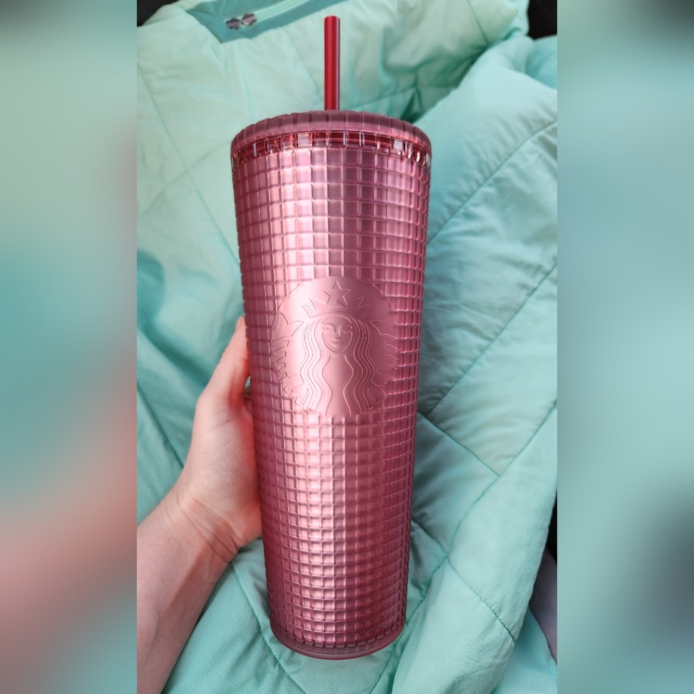 Starbucks Wine Red Grid Venti Tumbler